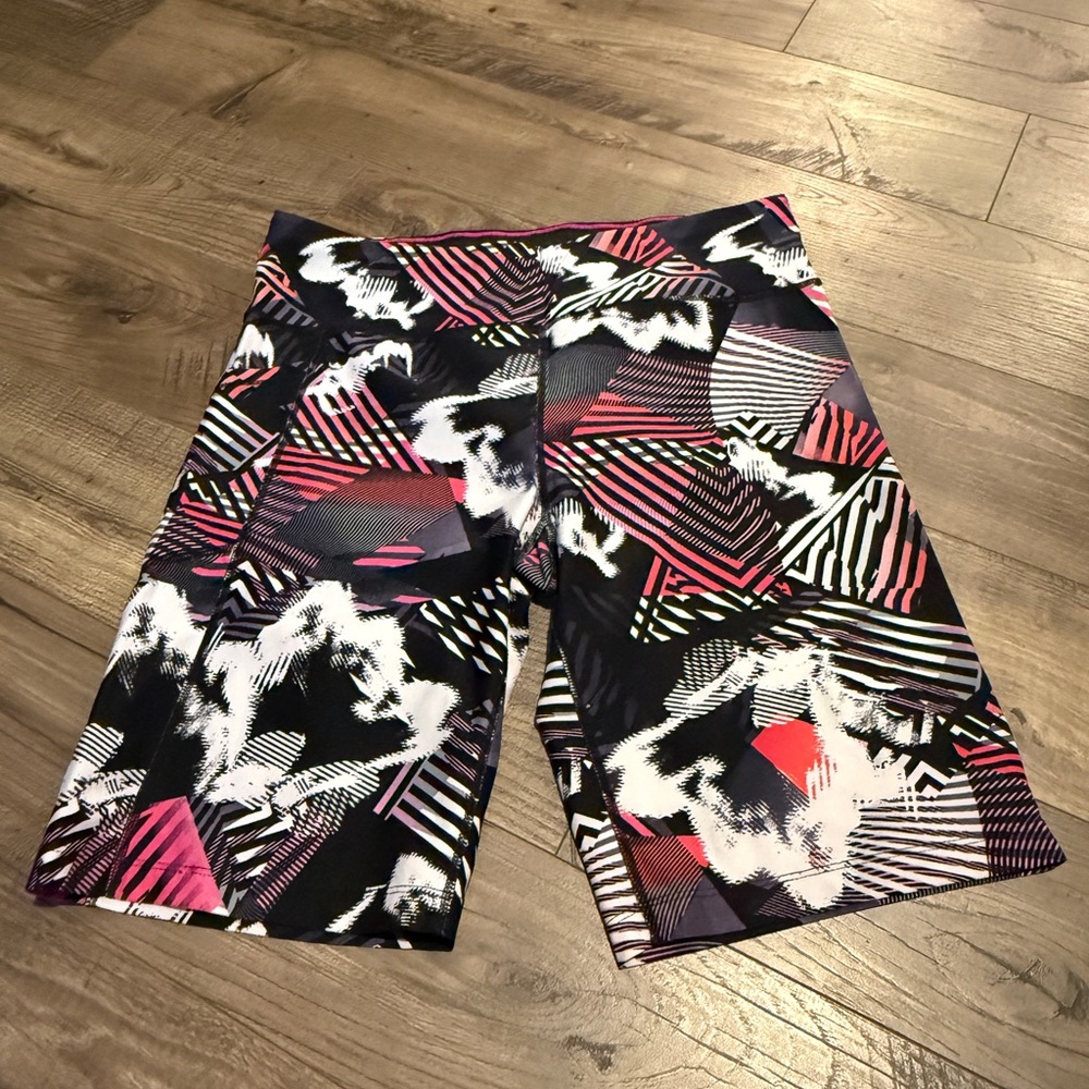 Calvin Klein Black and White Bike Shorts with Geometric Design